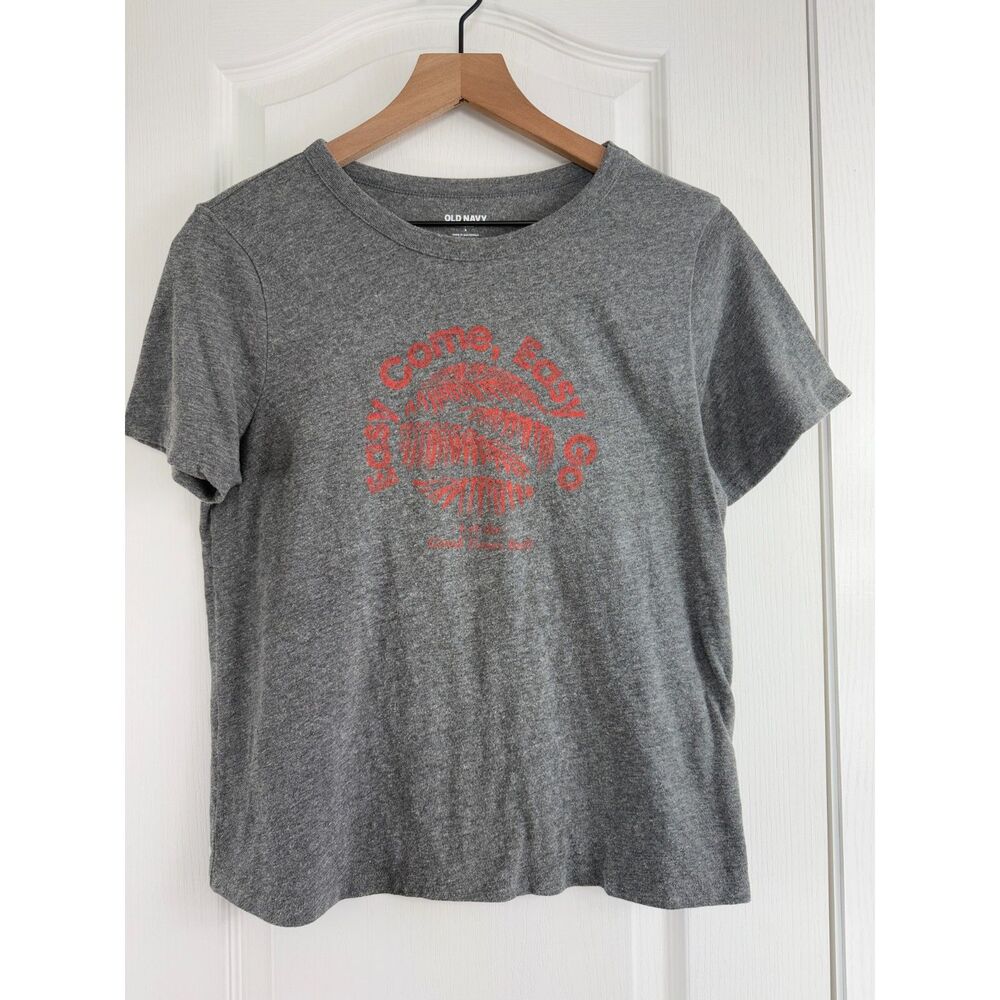 Old Navy Women's Short Sleeve Graphic Tee Easy Come Easy Go Gray Size S